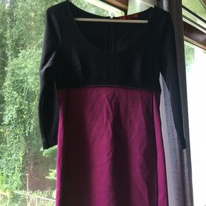 Midi color block dress with quarter length sleeves